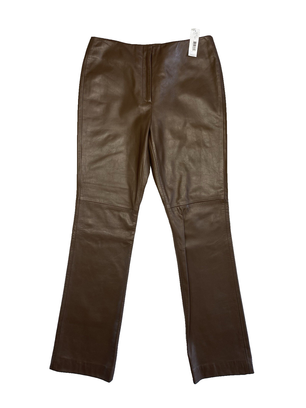 Vintage Y2K City DKNY Womens Size 4 NWTF 100% Brown Leather Pants Biker Punk